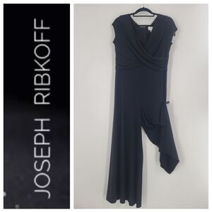 Joseph Ribkoff Short‎ Sleeve Crossover Front Cropped Jumpsuit Size 12 Black New